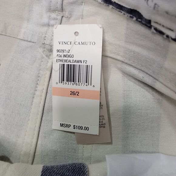 Vince Camuto Jeans Womens 2 Striped Navy White Five Pocket Skinny Retro Preppy - Picture 14 of 16